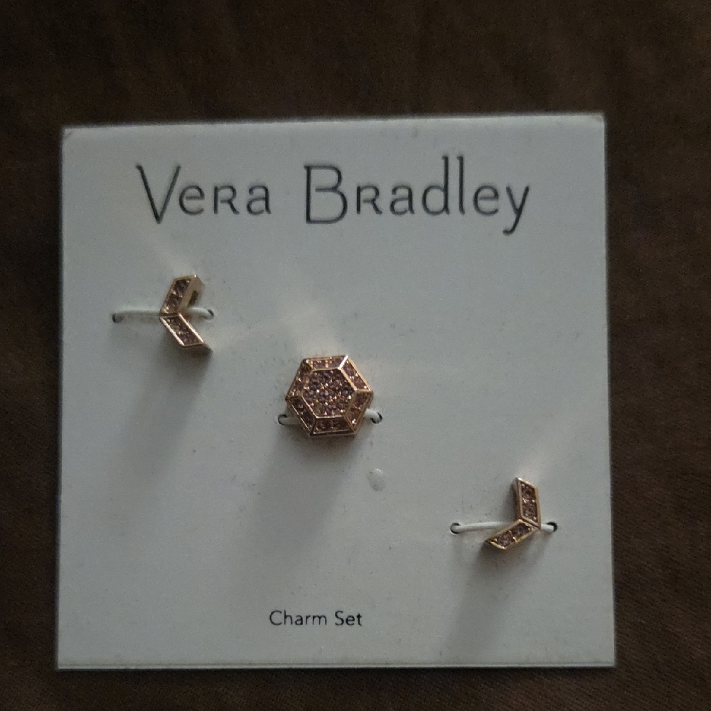 Vera Bradley Gold and Purple Hexagon Earrings